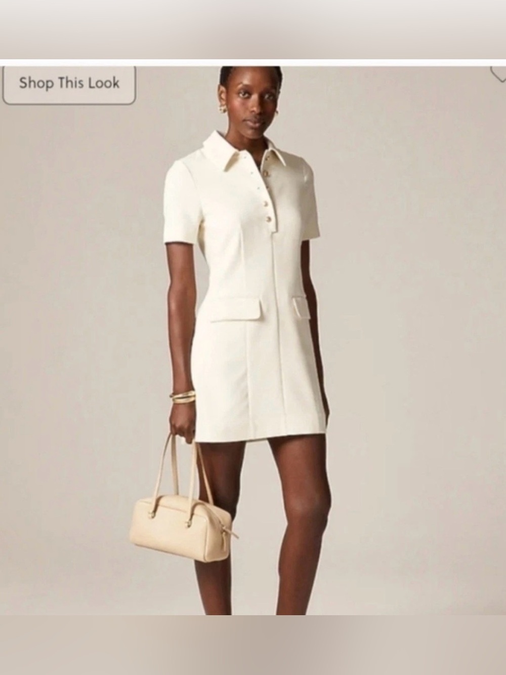 NWT J. Crew Women's Parc dress in four-season stretch Cream Polo Sz 16 Carreman
